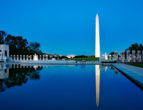 Washington, DC memorial skyline